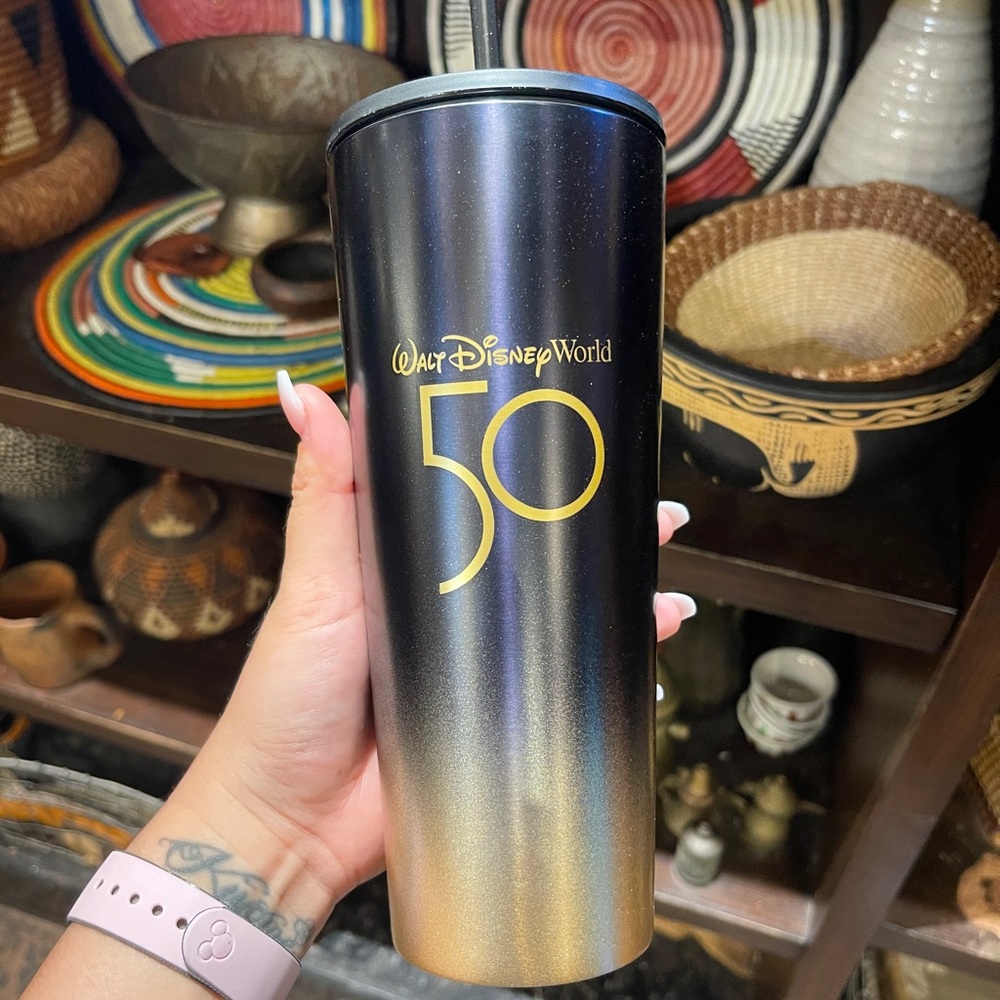Disneyworld 50th anniversary Ombré black and gold gradient tumbler cup Venti